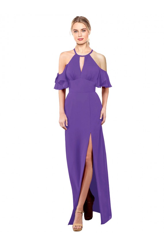Magasins de Trapèze Licou Mousseline Longue Robes demoiselle d'honneur