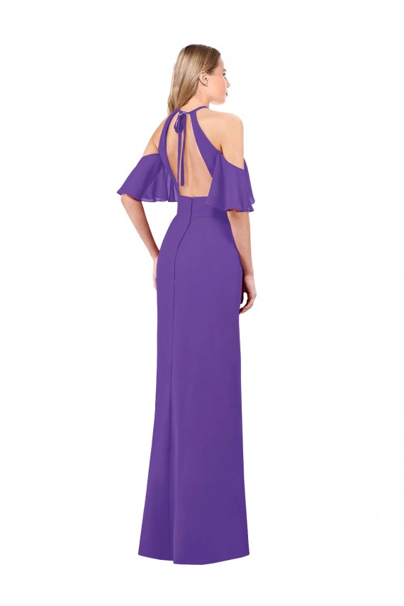 Magasins de Trapèze Licou Mousseline Longue Robes demoiselle d'honneur