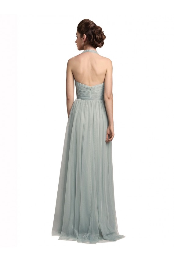 Magasins de Trapèze Licou Tulle Longue Robes demoiselle d'honneur
