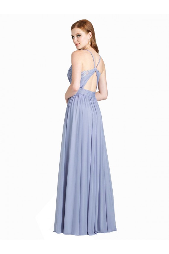 Magasins de Trapèze Mousseline Dentelle Longue Robes demoiselle d'honneur