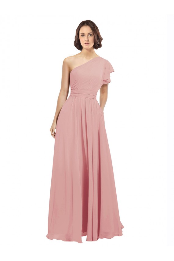 Magasins de Trapèze Mousseline Longue Robes demoiselle d'honneur
