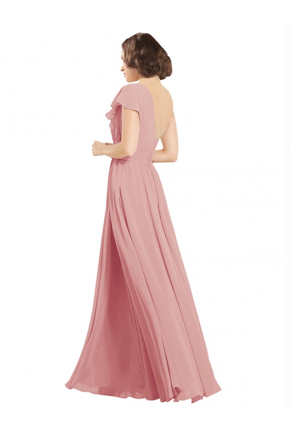 Magasins de Trapèze Mousseline Longue Robes demoiselle d'honneur