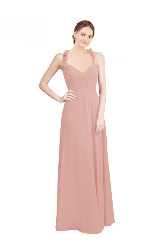 Magasins de Trapèze Mousseline Longue Robes demoiselle d'honneur