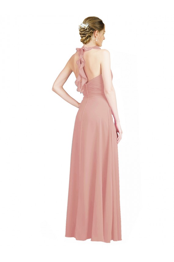 Magasins de Trapèze Mousseline Longue Robes demoiselle d'honneur