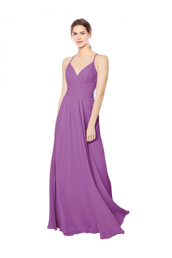Magasins de Trapèze Mousseline Longue Robes demoiselle d'honneur