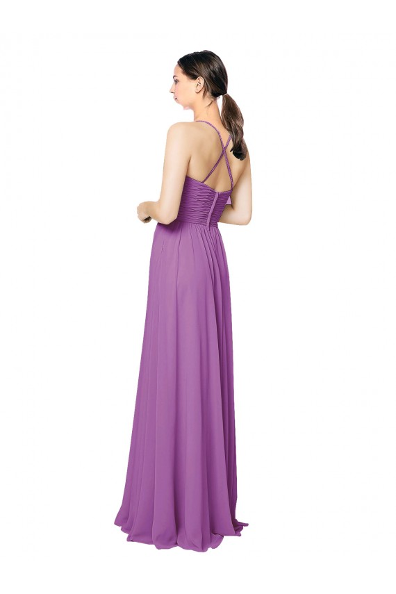 Magasins de Trapèze Mousseline Longue Robes demoiselle d'honneur