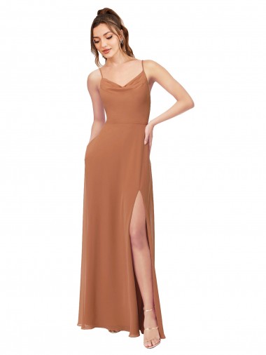 Magasins de Trapèze Mousseline Longue Robes demoiselle d'honneur