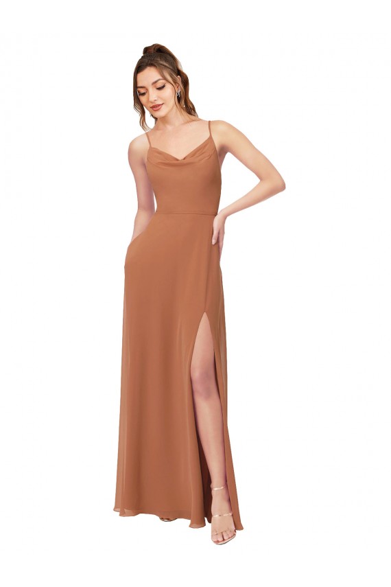 Magasins de Trapèze Mousseline Longue Robes demoiselle d'honneur