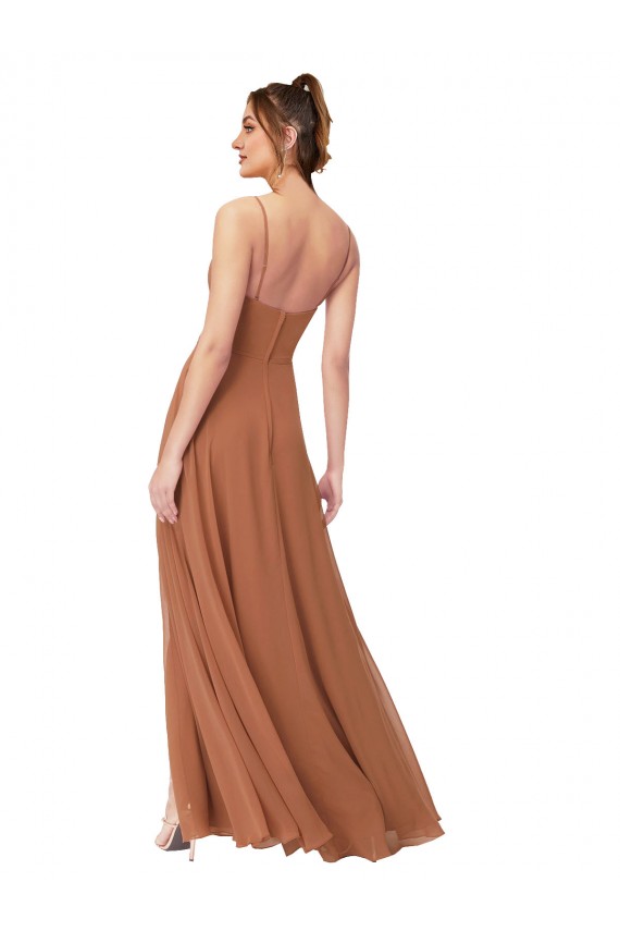 Magasins de Trapèze Mousseline Longue Robes demoiselle d'honneur