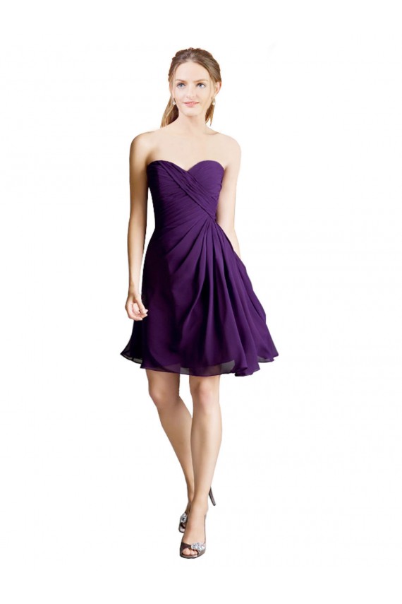 Magasins de Trapèze Sans bretelle Mousseline Courte Robes demoiselle d'honneur / Robes de cocktail