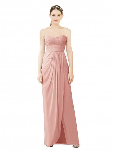 Magasins de Trapèze Sans bretelle Mousseline Longue Asymétrique Robes demoiselle d'honneur