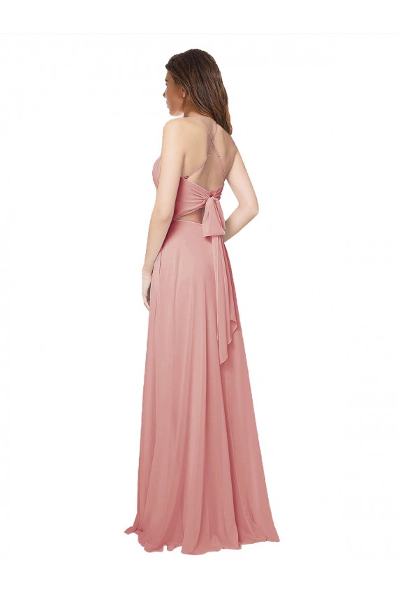 Magasins de Trapèze Sans bretelle Mousseline Longue Robes demoiselle d'honneur