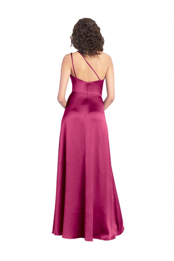 Magasins de Trapèze Satiné Stretch Longue Formelles Robes demoiselle d'honneur / Robes de soirée / Robes de bal