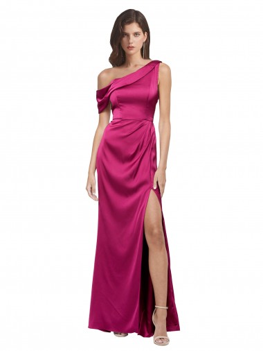 Magasins de Trapèze Satiné Stretch Longue Formelles Robes demoiselle d'honneur / Robes de soirée / Robes de bal