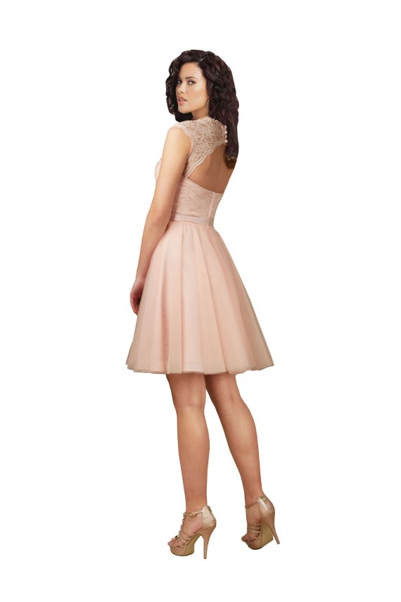 Magasins de Trapèze Tulle Dentelle Courte Robes demoiselle d'honneur