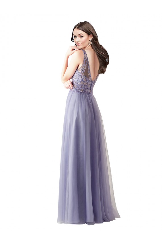 Magasins de Trapèze Tulle Dentelle Longue Robes demoiselle d'honneur