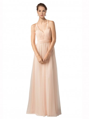 Magasins de Trapèze Tulle Longue Robes demoiselle d'honneur