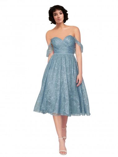 Magasins de Trapèze Épaule Dénudée Dentelle Courte Robes demoiselle d'honneur / Robes de cocktail