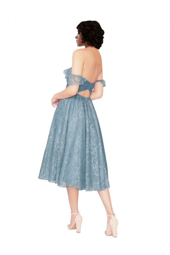 Magasins de Trapèze Épaule Dénudée Dentelle Courte Robes demoiselle d'honneur / Robes de cocktail