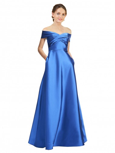Magasins de Trapèze Épaule Dénudée Satiné Longue Formelles Robes demoiselle d'honneur / Robes de soirée / Robes de bal
