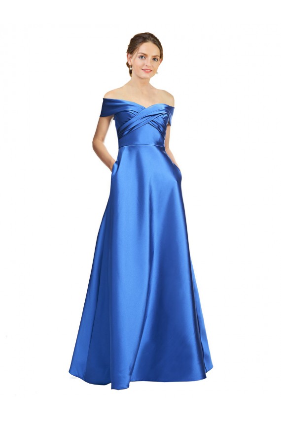 Magasins de Trapèze Épaule Dénudée Satiné Longue Formelles Robes demoiselle d'honneur / Robes de soirée / Robes de bal