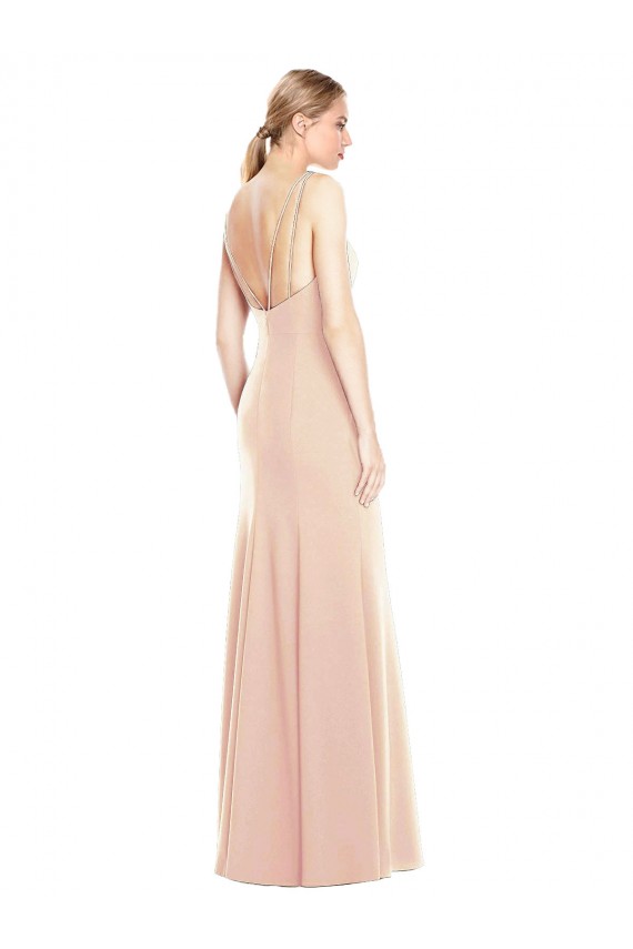 Magasins de Trompette Bateau Crêpe Stretch Longue Robes demoiselle d'honneur / Robes de bal