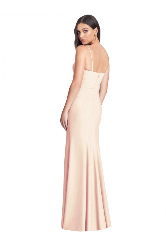 Magasins de Trompette Bretelles spaghetti Crêpe Stretch Longue Robes demoiselle d'honneur / Robes de bal