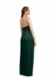 Magasins de Vert Chasseur Colonne Bretelles spaghetti Col Carré Satiné Stretch Longue Formelles Robes demoiselle d'honneur / Robes de soirée / Robes de bal