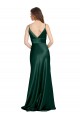 Magasins de Vert Chasseur Fourreau Bretelles spaghetti Col V Satiné Stretch Longue Formelles Robes demoiselle d'honneur / Robes de soirée / Robes de bal
