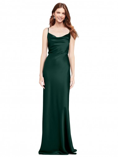 Magasins de Vert Chasseur Fourreau Satiné Stretch Longue Formelles Robes demoiselle d'honneur / Robes de soirée / Robes de bal