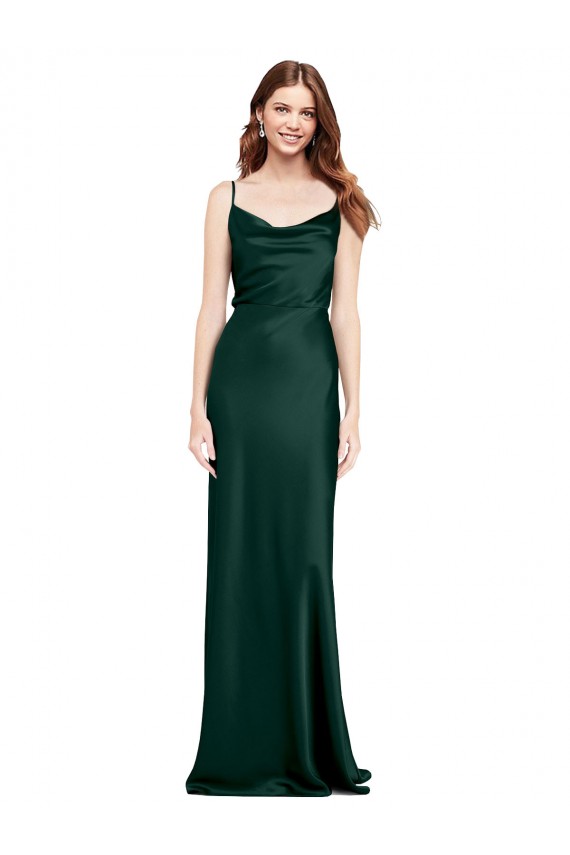 Magasins de Vert Chasseur Fourreau Satiné Stretch Longue Formelles Robes demoiselle d'honneur / Robes de soirée / Robes de bal