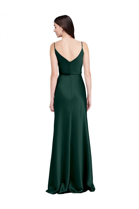 Magasins de Vert Chasseur Fourreau Satiné Stretch Longue Formelles Robes demoiselle d'honneur / Robes de soirée / Robes de bal