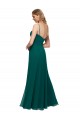 Magasins de Vert Chasseur Trapèze Bretelles spaghetti Col Carré Mousseline Longue Robes demoiselle d'honneur