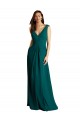 Magasins de Vert Chasseur Trapèze Col V Mousseline Dentelle Longue Robes demoiselle d'honneur