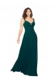 Magasins de Vert Chasseur Trapèze Col V Mousseline Longue Robes demoiselle d'honneur