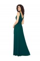 Magasins de Vert Chasseur Trapèze Col V Mousseline Longue Robes demoiselle d'honneur