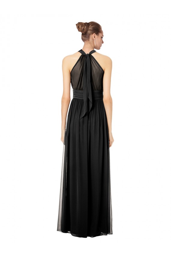 Magasins de Vert Chasseur Trapèze Licou Mousseline Longue Robes demoiselle d'honneur