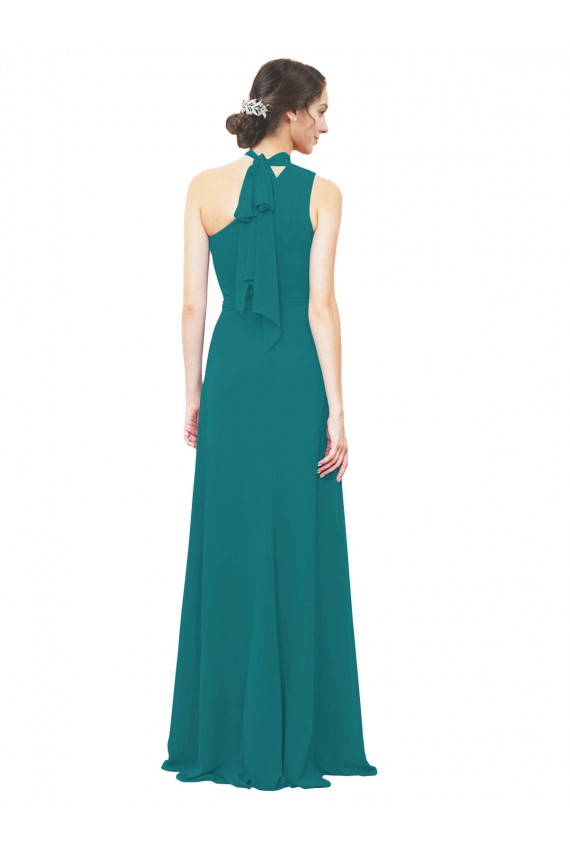 Magasins de Vert Chasseur Trapèze Mousseline Longue Robes demoiselle d'honneur