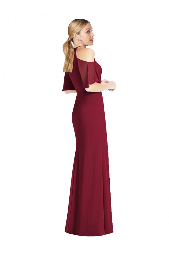 Magasins de Vert Sauge Sirène Licou Mousseline Longue Robes demoiselle d'honneur