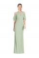Magasins de Vert Sauge Sirène Licou Mousseline Longue Robes demoiselle d'honneur