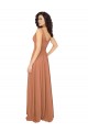 Magasins de Vert Sauge Trapèze Col V Mousseline Longue Robes demoiselle d'honneur