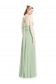 Magasins de Vert Sauge Trapèze Licou Mousseline Longue Robes demoiselle d'honneur