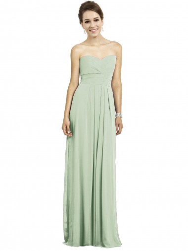 Magasins de Vert Sauge Trapèze Mousseline Longue Robes demoiselle d'honneur