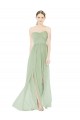 Magasins de Vert Sauge Trapèze Sans bretelle Mousseline Longue Robes demoiselle d'honneur