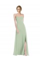 Magasins de Vert Sauge Trapèze Scoop Mousseline Longue Robes demoiselle d'honneur