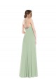 Magasins de Vert Sauge Trapèze Scoop Mousseline Longue Robes demoiselle d'honneur