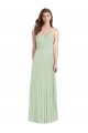 Magasins de Vert Sauge Trompette Bretelles spaghetti Col V Mousseline Longue Robes demoiselle d'honneur