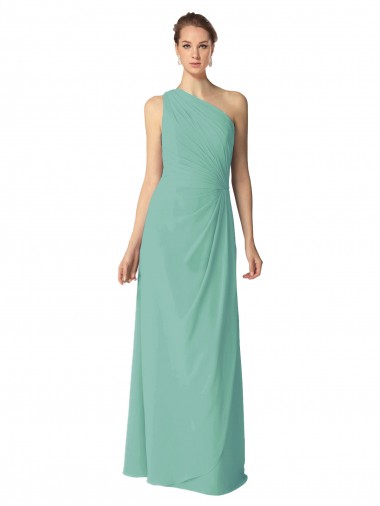 Magasins de Vert de jade Trapèze Mousseline Longue Robes demoiselle d'honneur