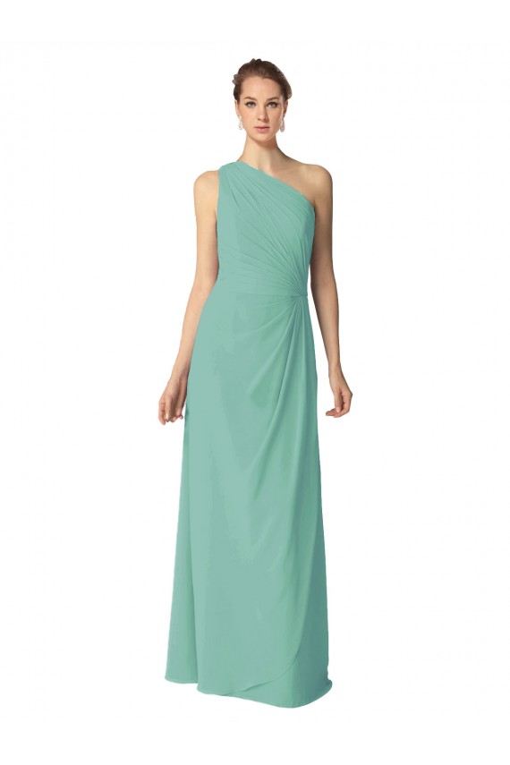 Magasins de Vert de jade Trapèze Mousseline Longue Robes demoiselle d'honneur