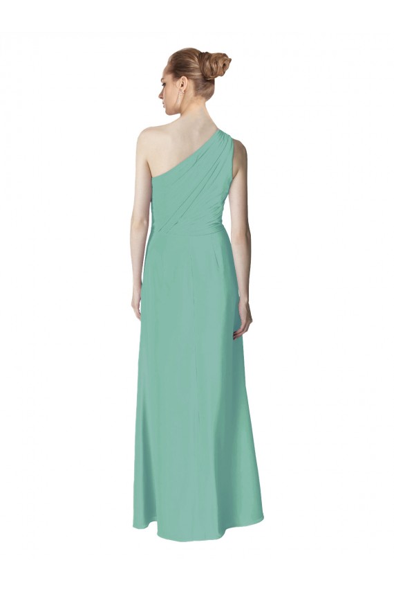 Magasins de Vert de jade Trapèze Mousseline Longue Robes demoiselle d'honneur